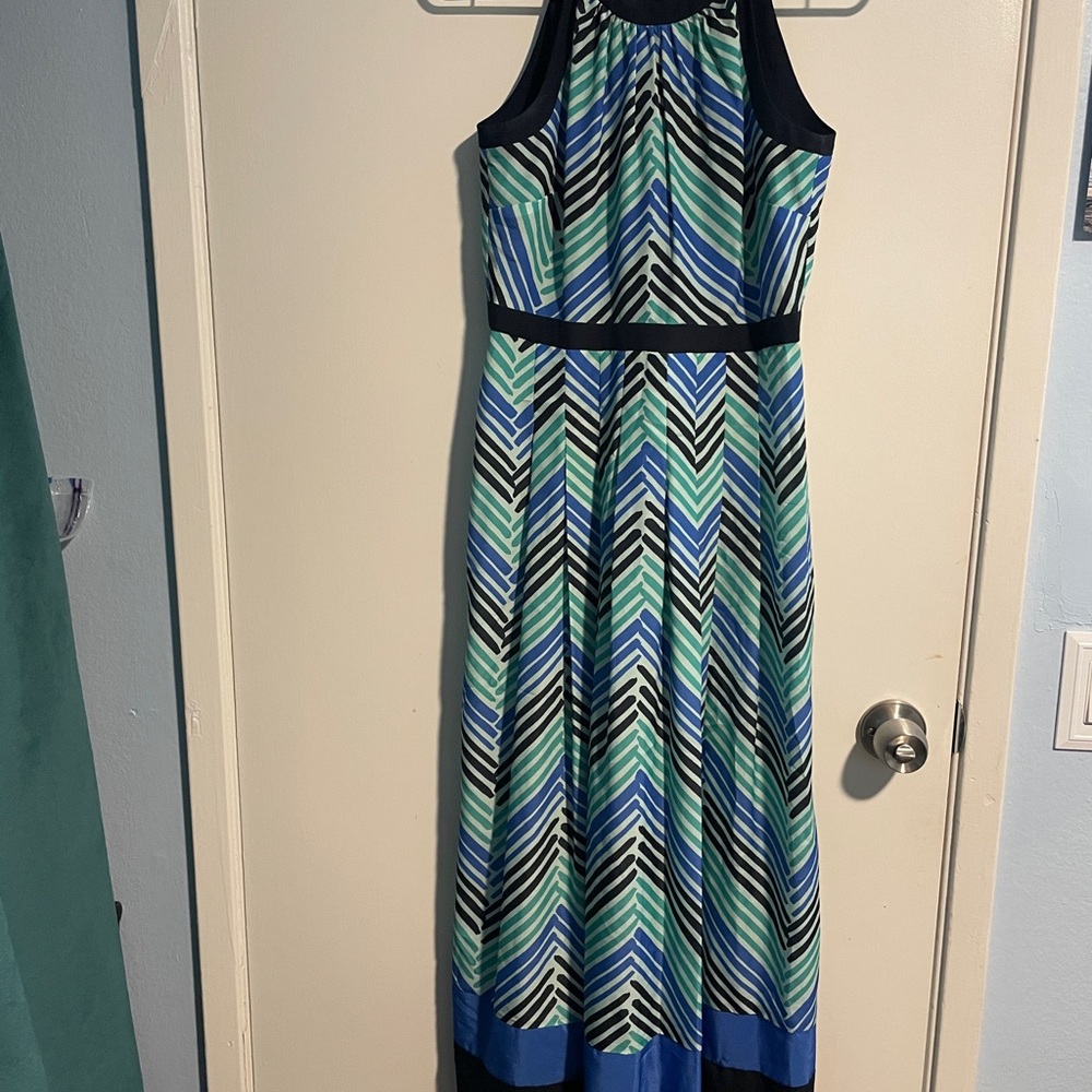 Ann Taylor Chevron Long Dress - Blue and Green